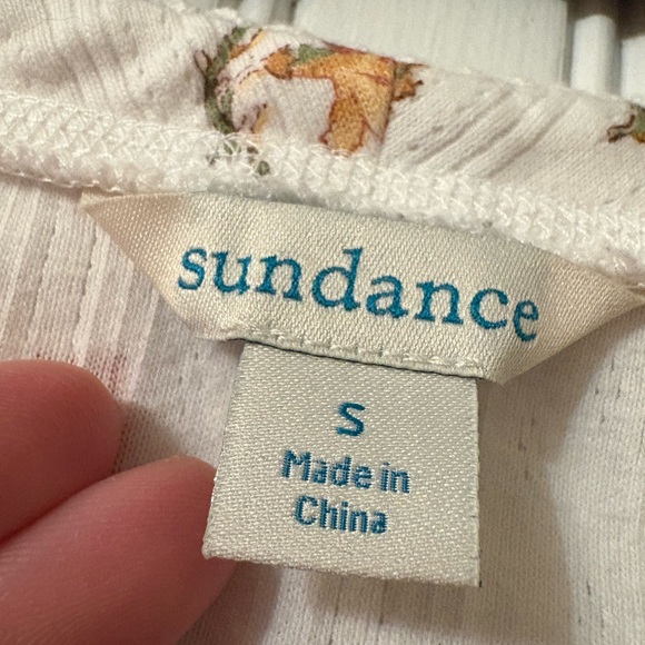 Sundance Neutral Floral Button Front Ribbed Henley Top – Size Small - Picture 3 of 7
